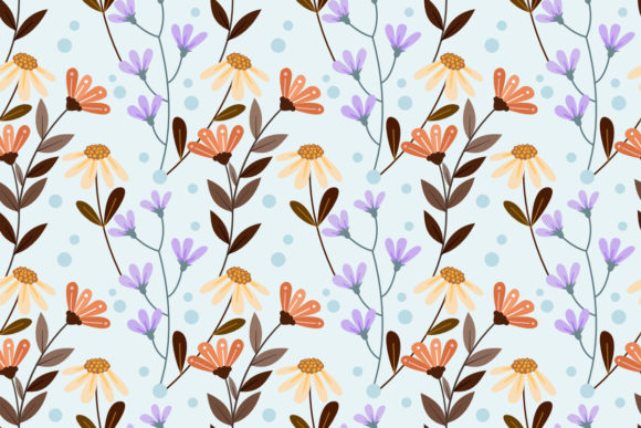 Colorful Flowers Seamless Pattern Design