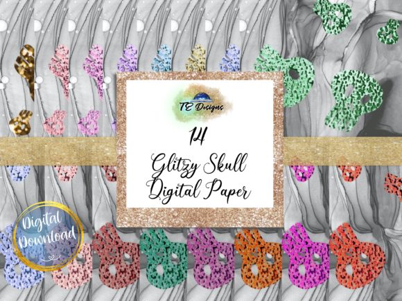 Glitter Skull Digital Papers: Versatile Designs for Your Projects
