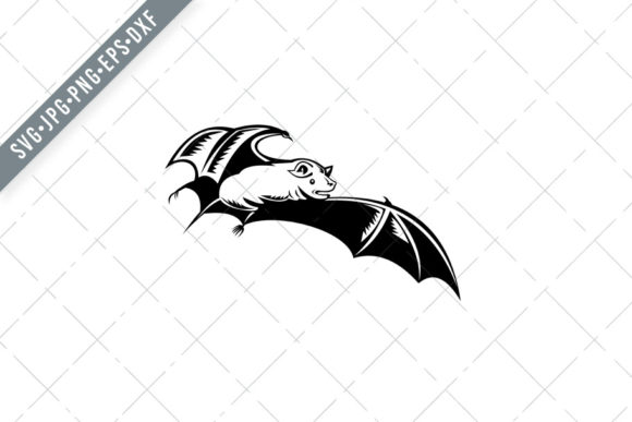 Megabat Old World Fruit Bat: A Retro Woodcut Illustration for Creative Projects