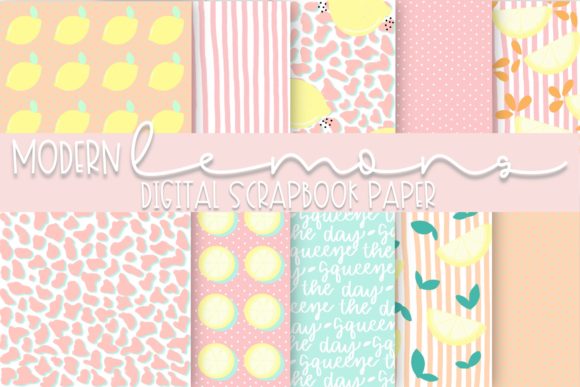 Modern Lemons Digital Paper for Creative Projects