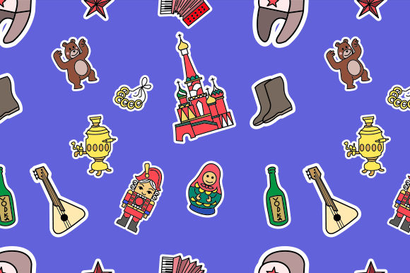 Russia Culture Doodle Seamless Pattern: A Versatile Design Solution for Creative Projects