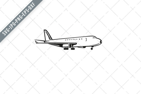 The Timeless Appeal of the Jumbo Jet Plane Landing Illustration: A Retro Black and White Icon for Modern Creativity