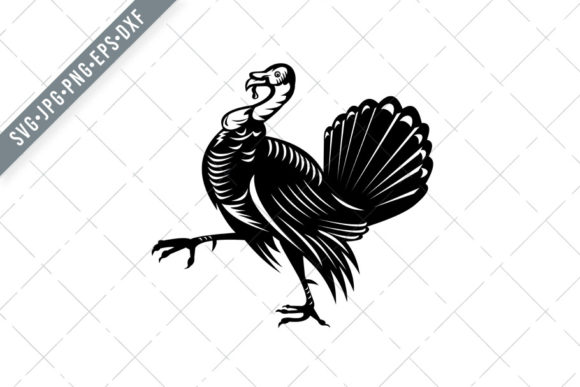Wild Turkey Marching Side View Retro: A Versatile Vintage-Inspired Graphic Set for Creators