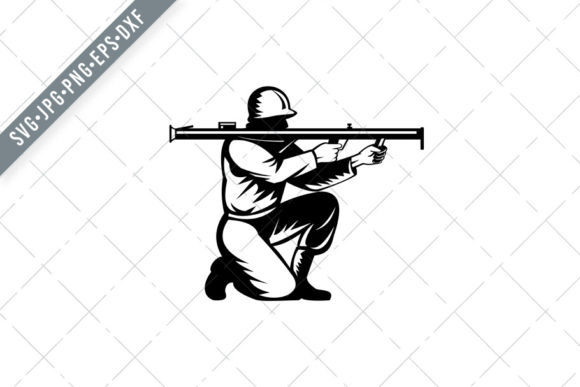 World War Two Soldier Aiming Bazooka: A Timeless Retro Illustration for Modern Creative Projects